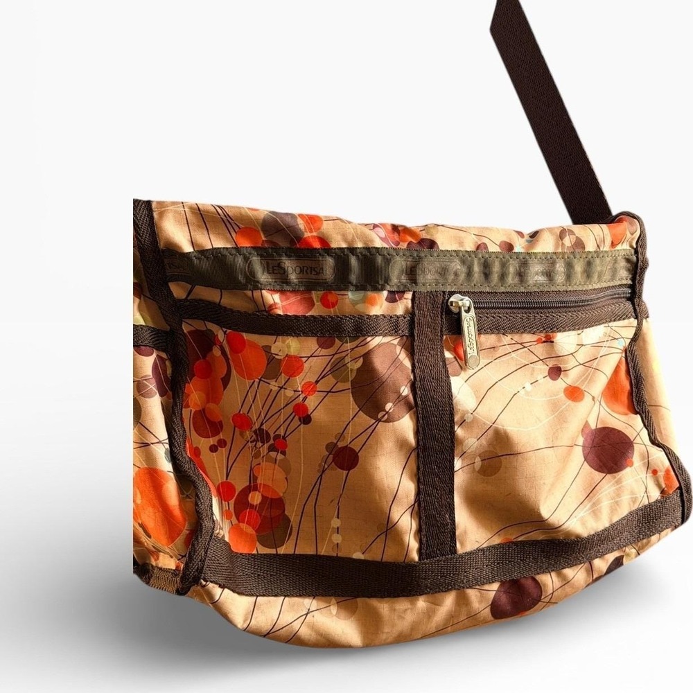 Vintage LeSportsac Crossbody Bag Tan Floral Print Adjustable Strap Medium Size - Picture 9 of 9